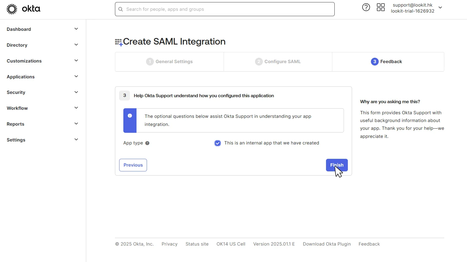 Finish SAML integration