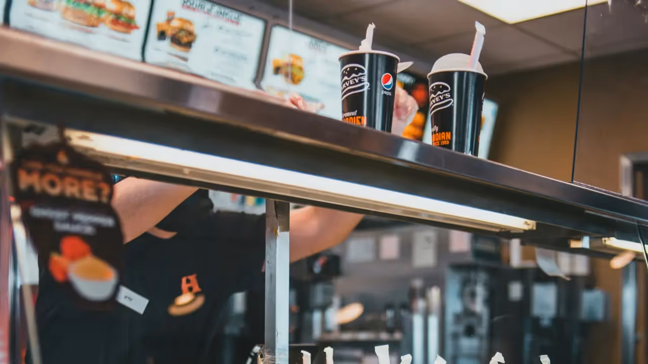 Digital menu board in cafe