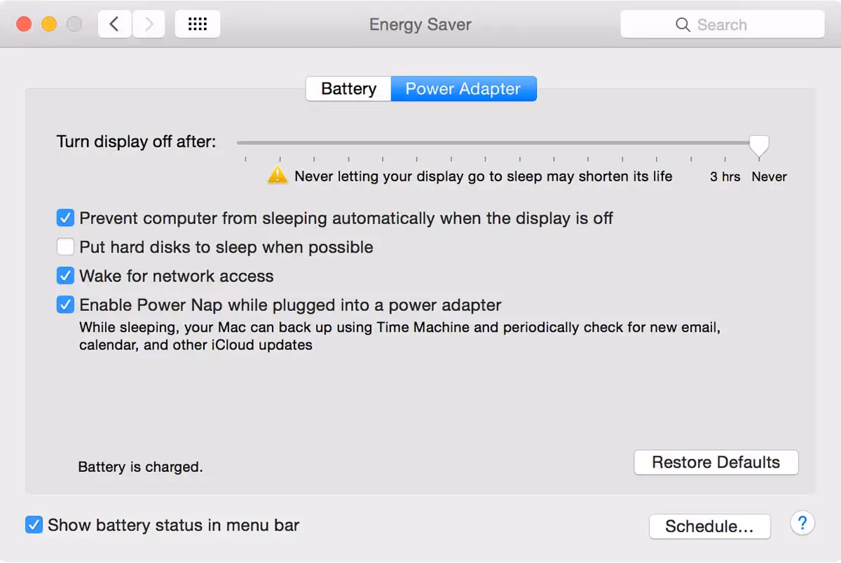 Preventing sleep mode on MacOS