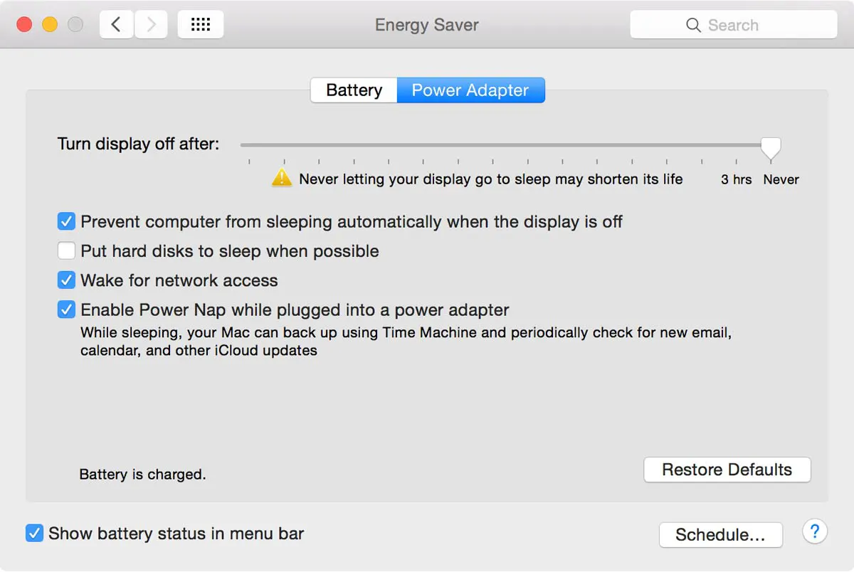 Preventing sleep mode on MacOS
