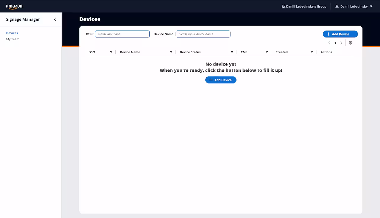 Add new device in Amazon Console