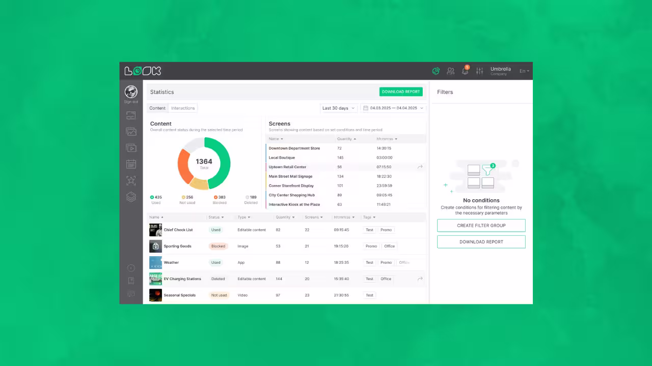 Look digital signage analytics interface