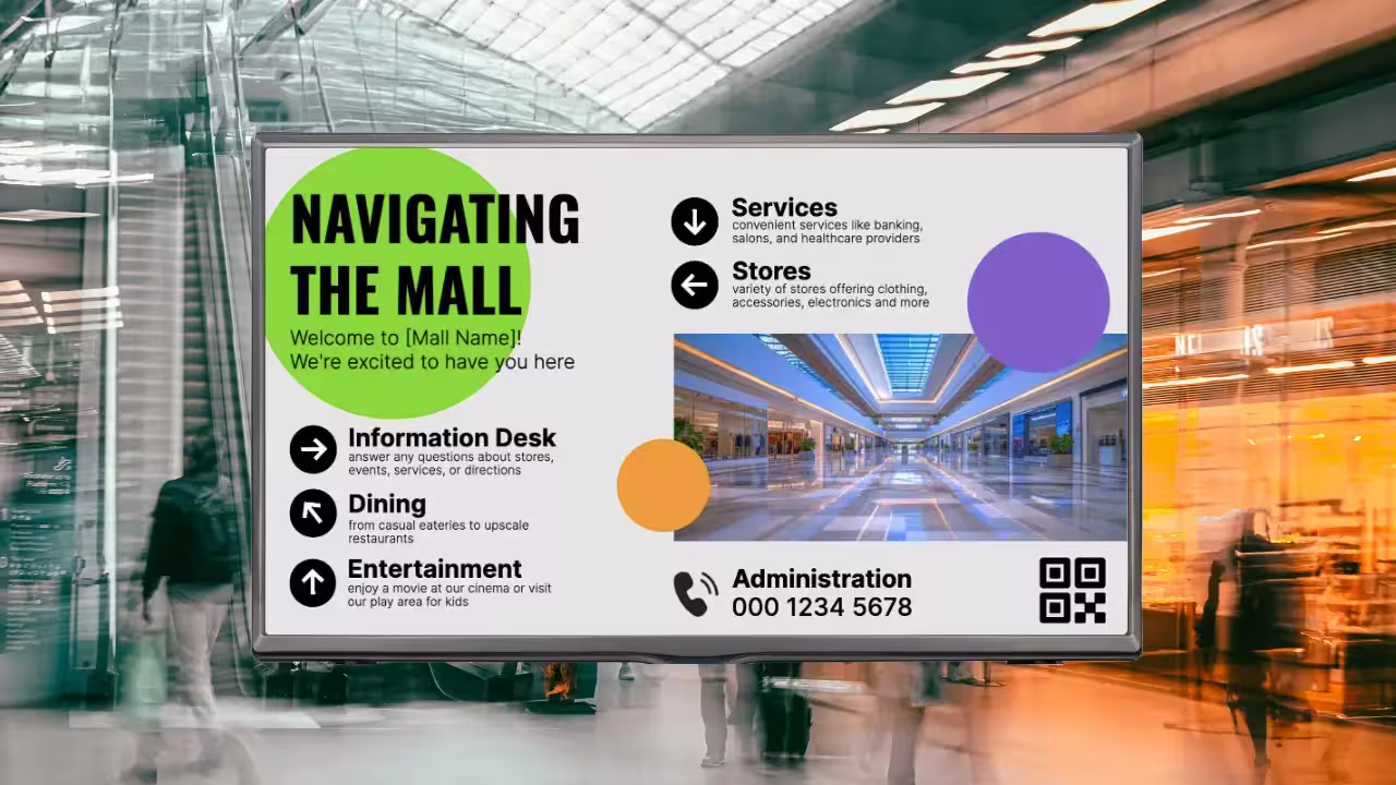 Navigational content on digital signage screen