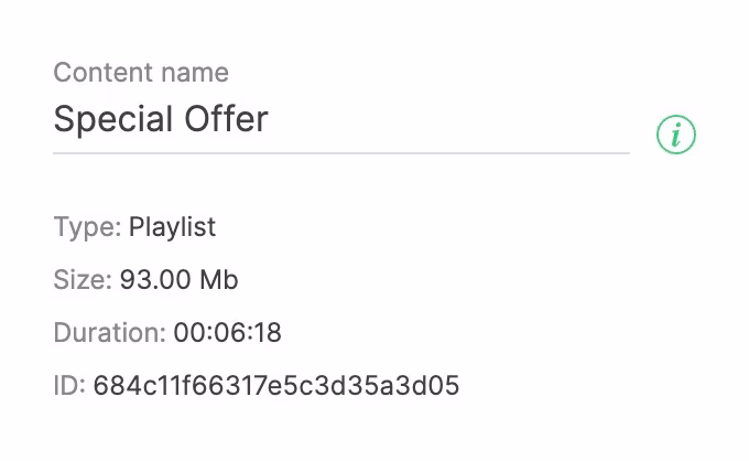 Playlist info