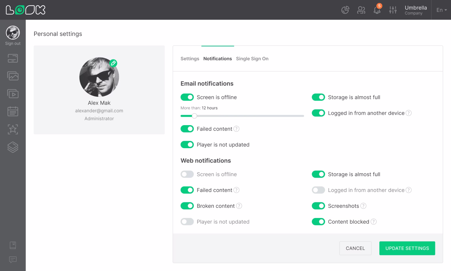 Notification settings