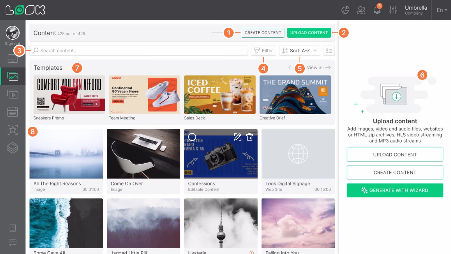 Content interface