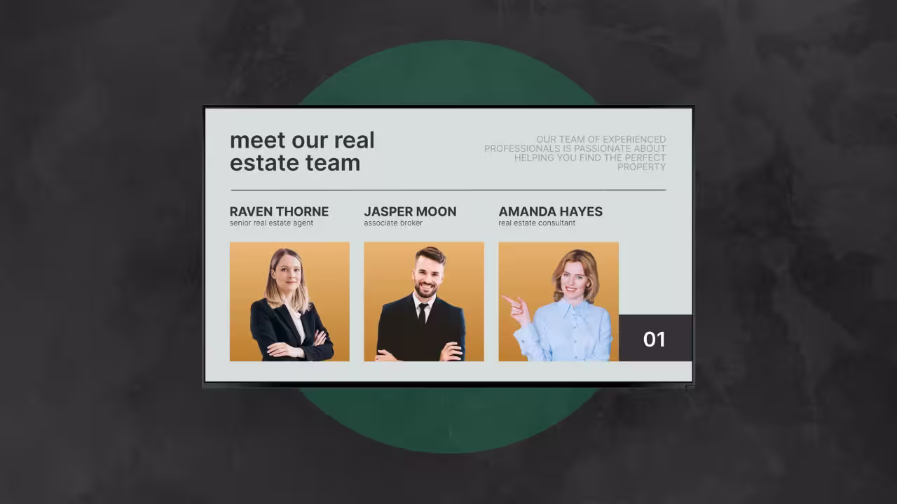 TV screen with content for real estate industry