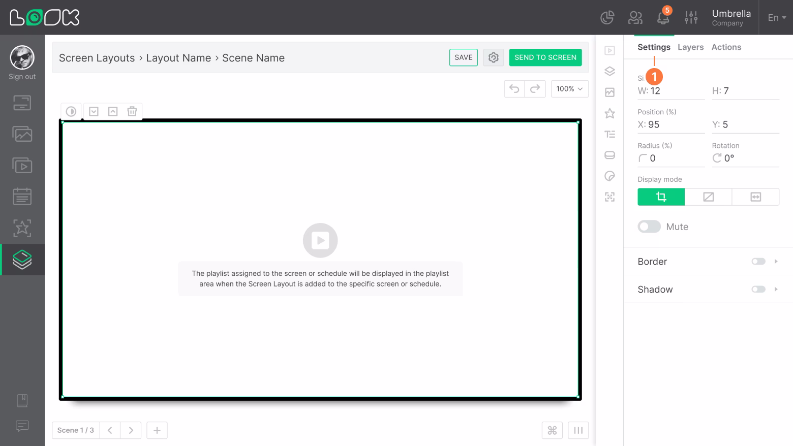 Screen layout playlist