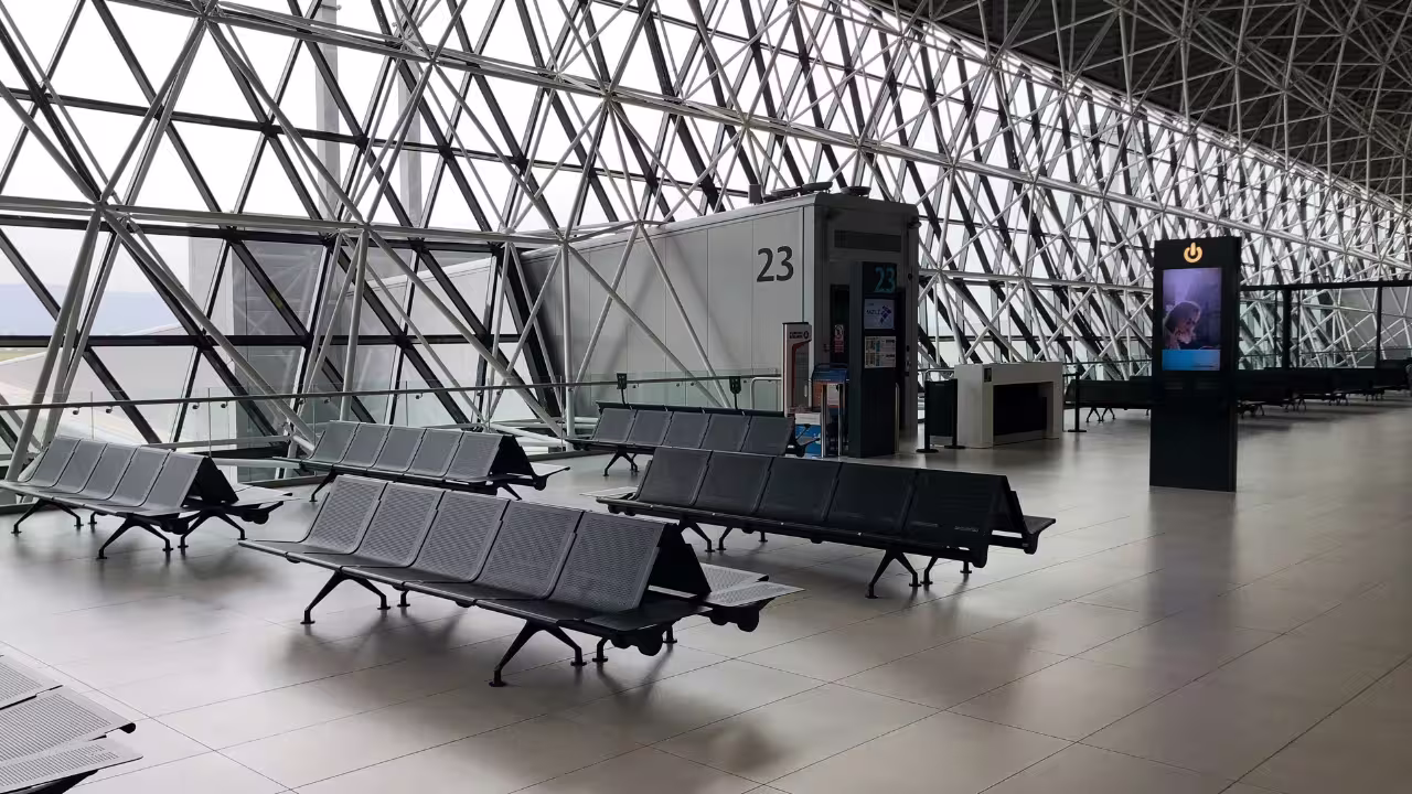 Digital signage kiosk in an airport