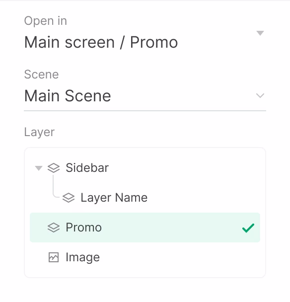 Action event choose layer