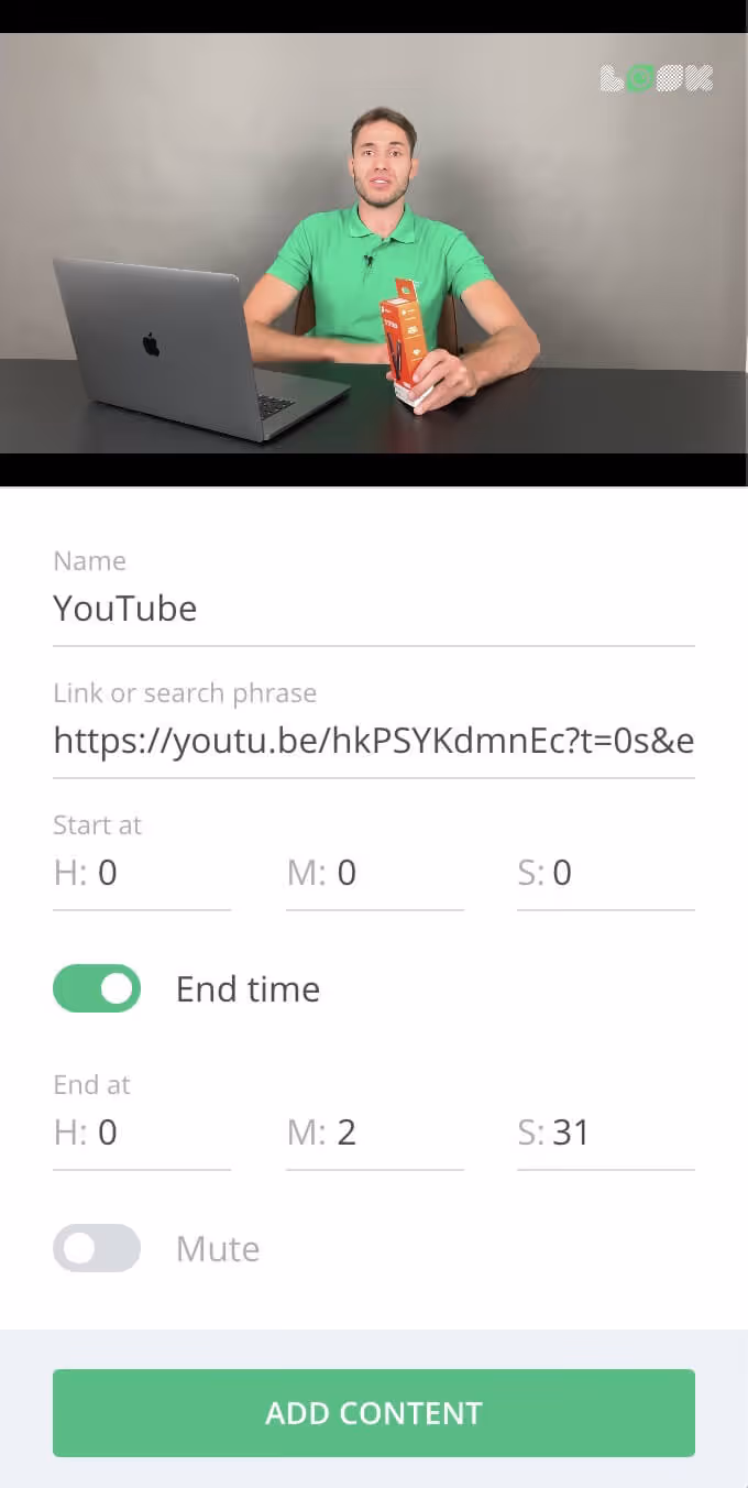 Adding video through link