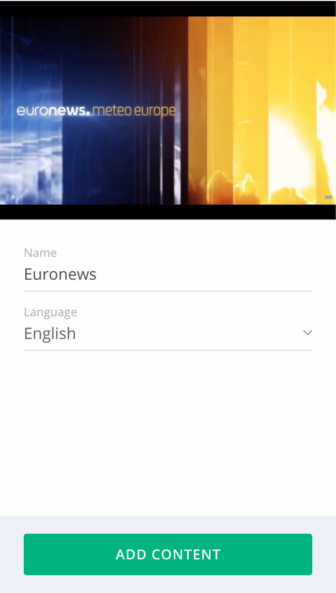 Adding and Configuring the Euronews app preview