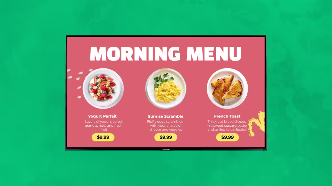Breakfast menu board template