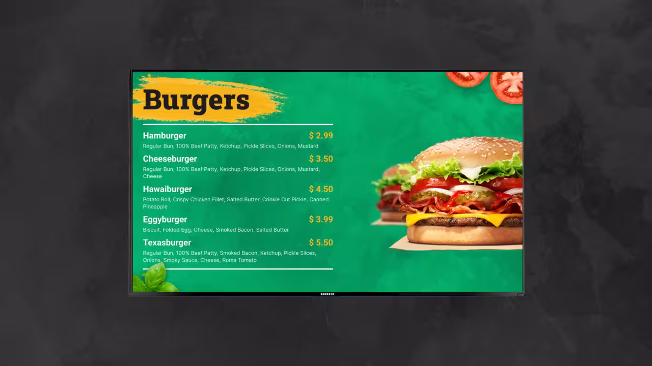 QSR menu board template