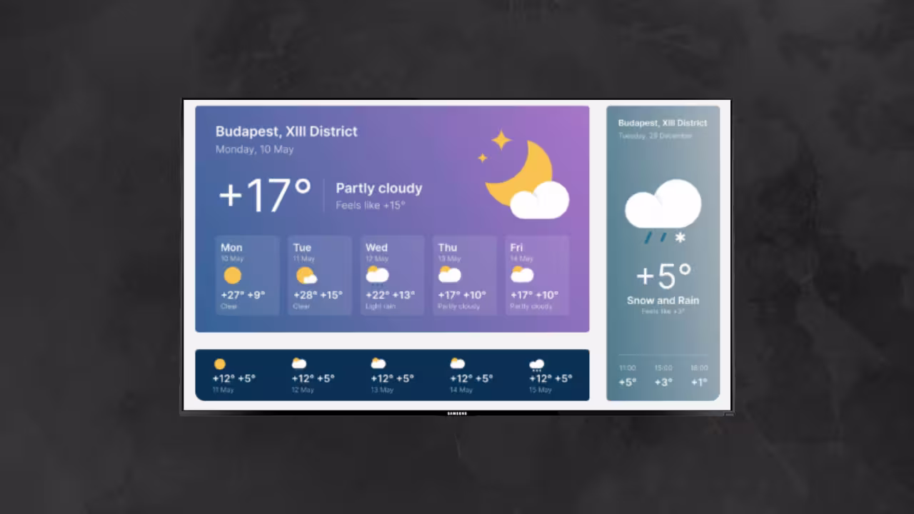 Look weather app on digital signage screen