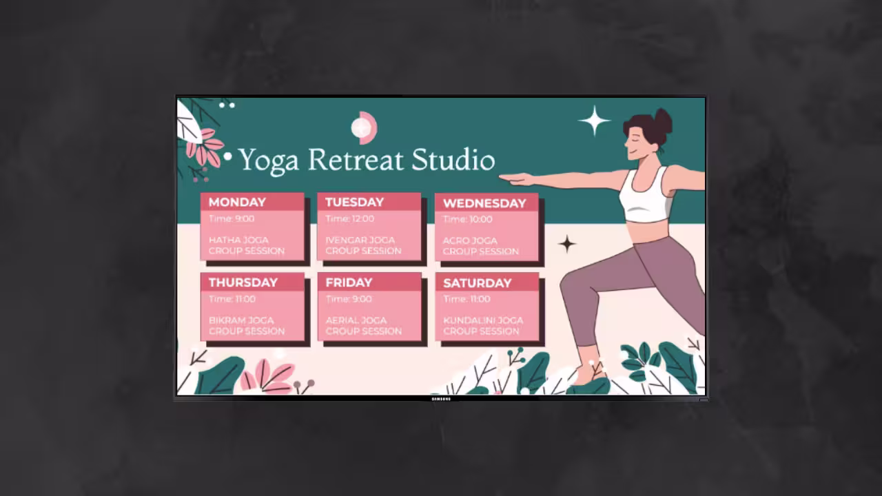 Yoga studio digital signage template