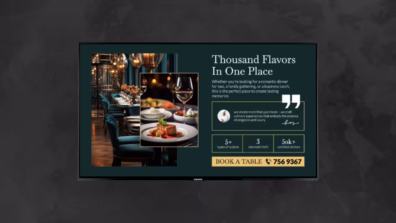 Restaurant digital signage template
