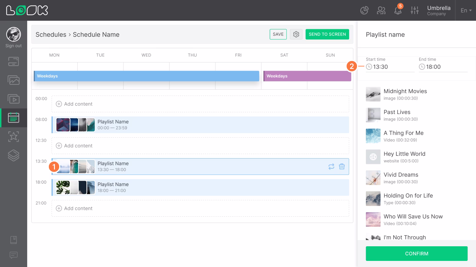 Editing the time range of content