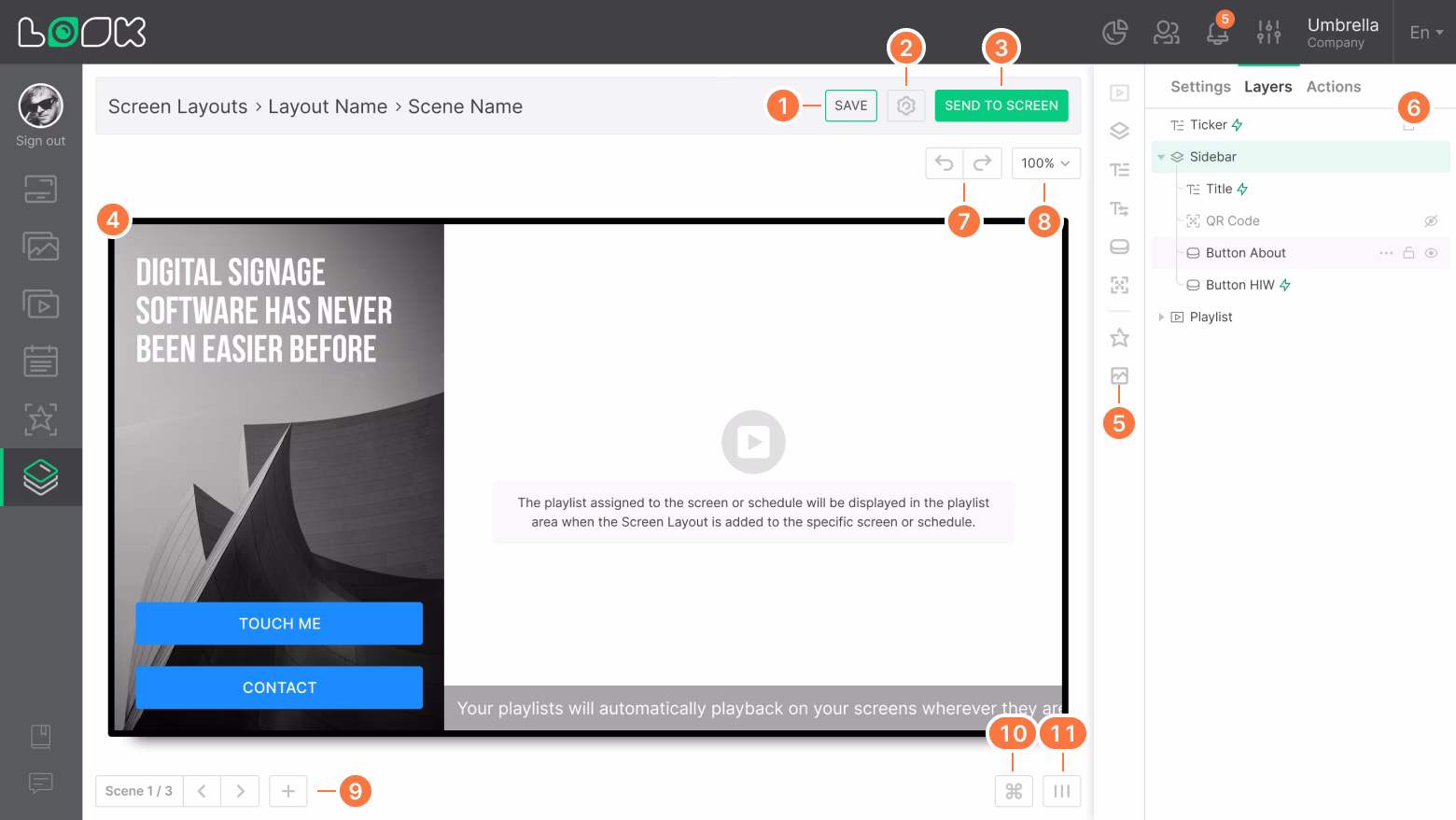 Screen layout editor interface