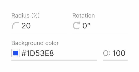 Layer radius, size, rotation and background
