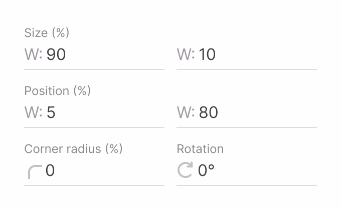 Size, position, radius and rotation