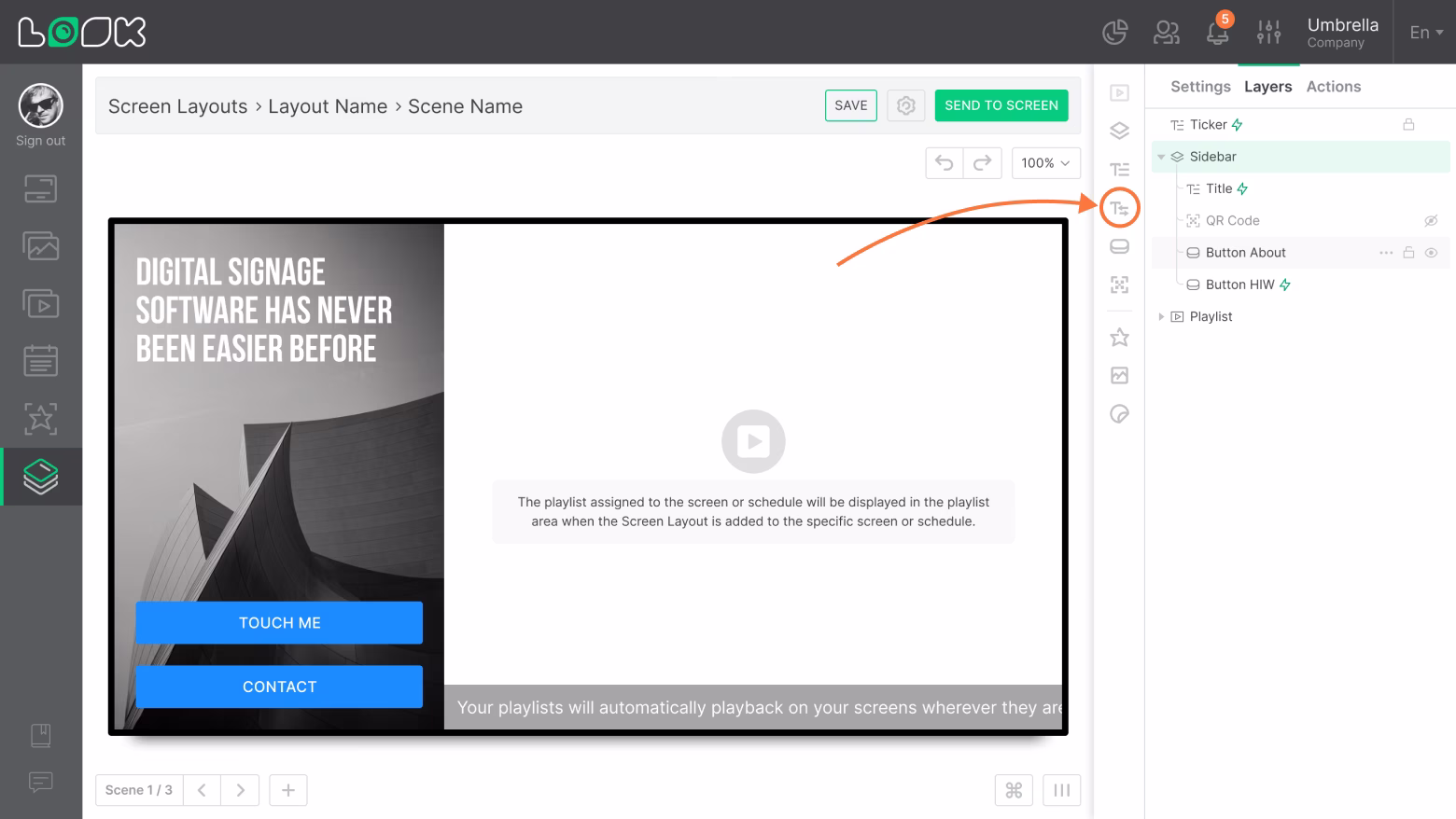 Screen layout ticker