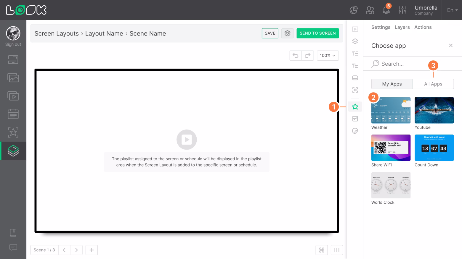 Adding an application to screen layout