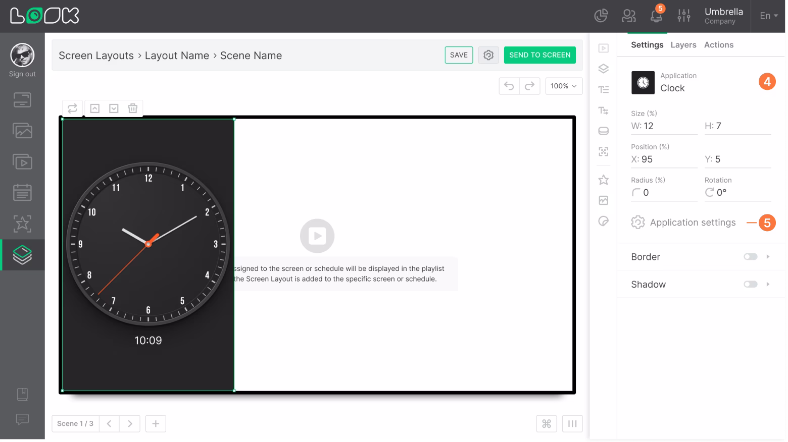 Screen layout app settings