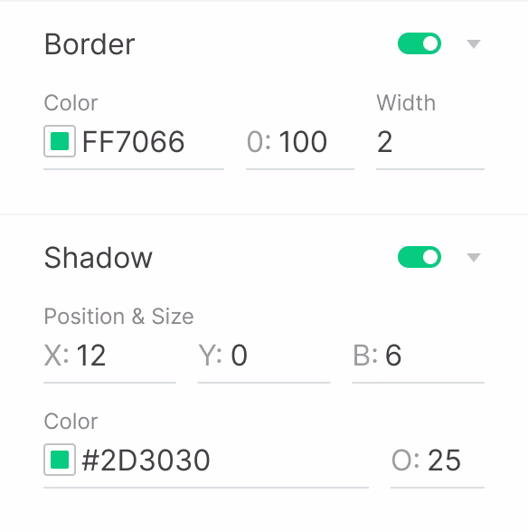 Layer border and shadow settings