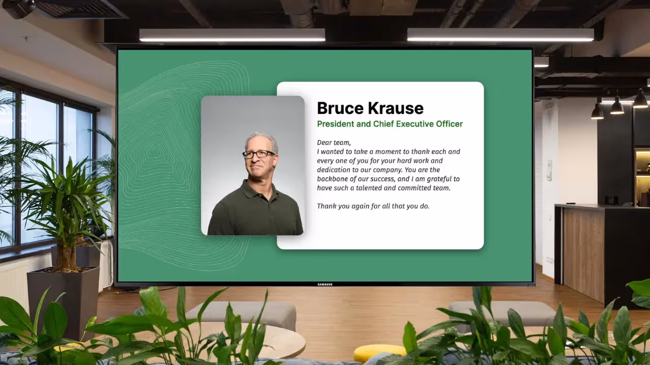 Company values digital signage content