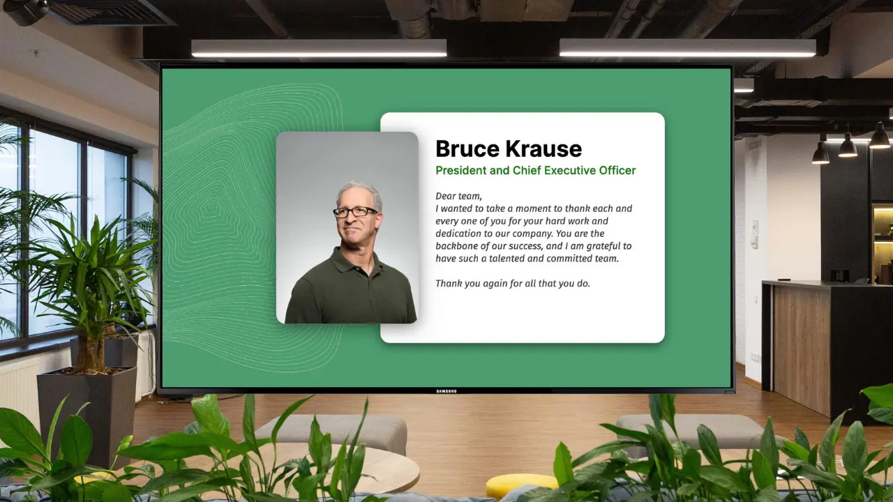 Company values digital signage content