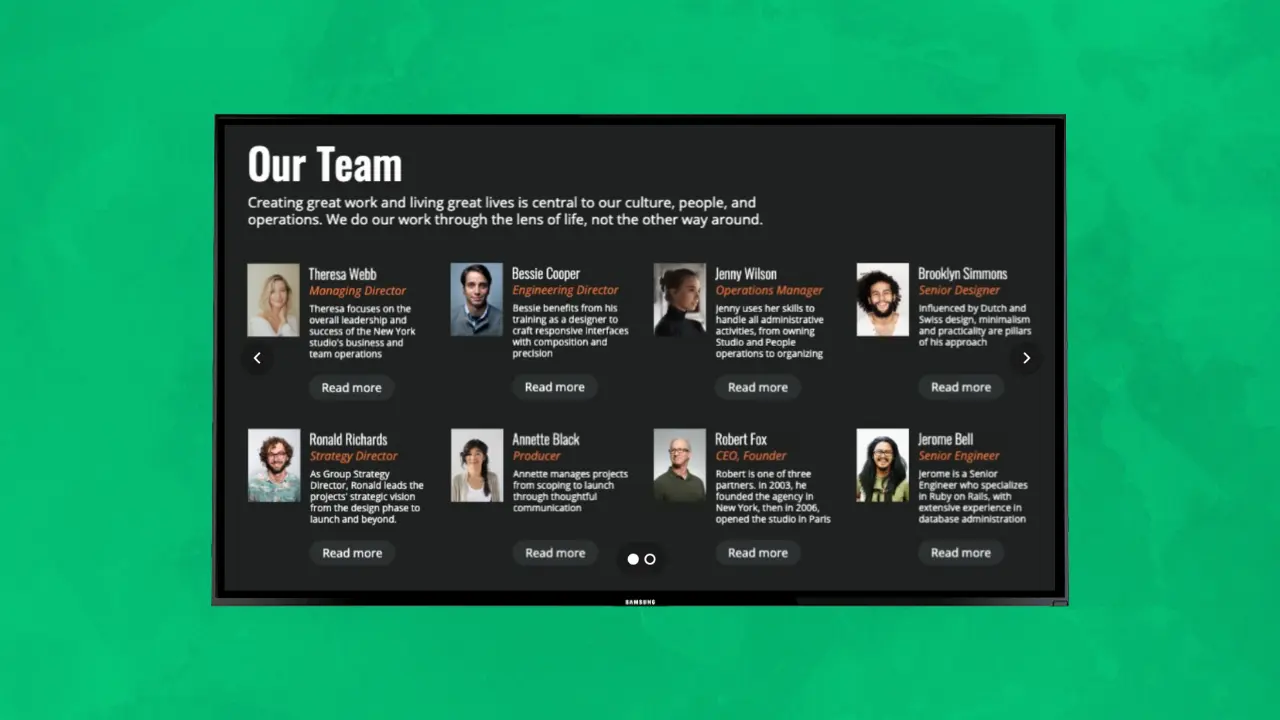 Meet our team digital signage template