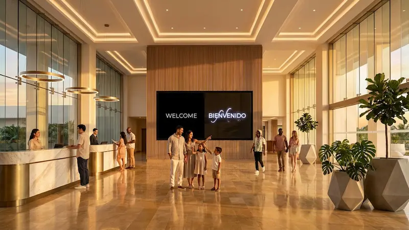 Multilingual Resort Messaging With Digital Signage