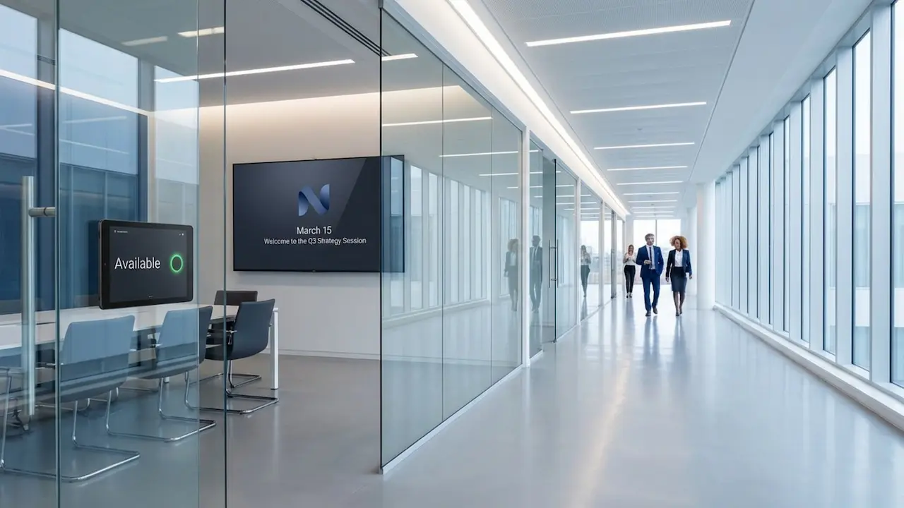 Using Digital Signage as Hybrid Meeting Welcome Screens