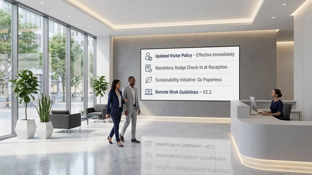 Policy Updates Shared Through Digital Signage