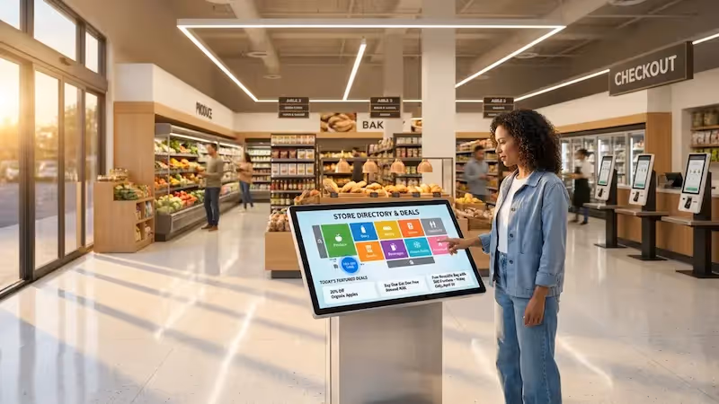 Grocery Aisle Wayfinding With Digital Signage