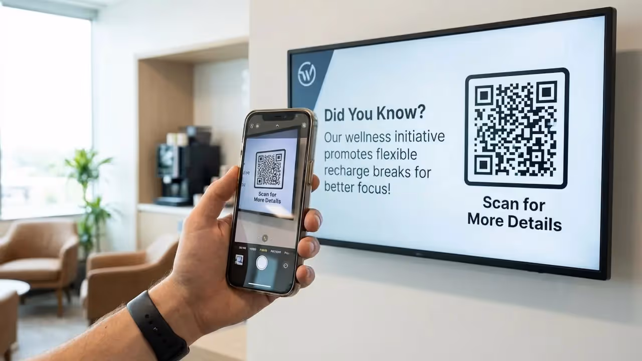 Microlearning Content on Breakroom Digital Signage