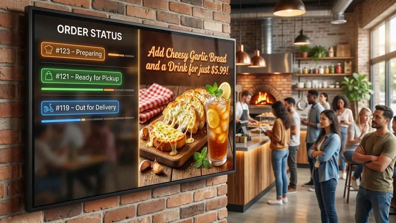 Pizza Pickup Screens With Digital Signage