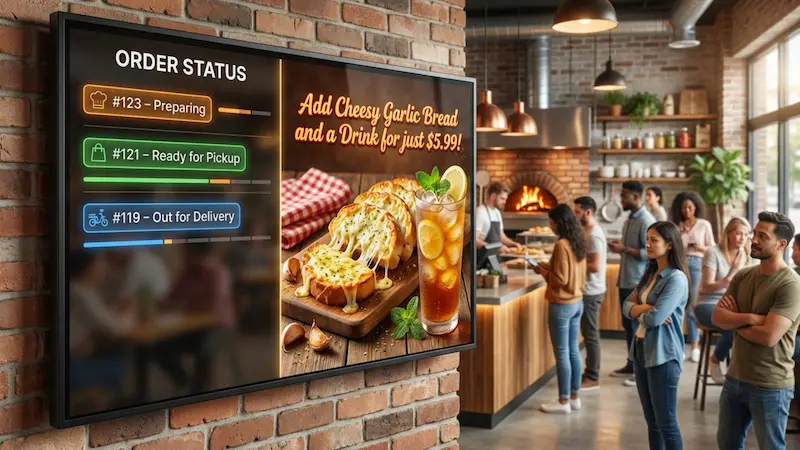 Pizza Pickup Screens With Digital Signage