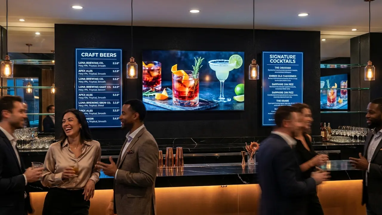 Bar Menu Boards With Digital Signage