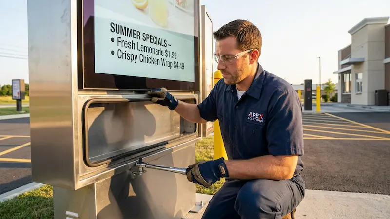 How to Keep Outdoor Drive-Thru Digital Signage Screens Reliable?