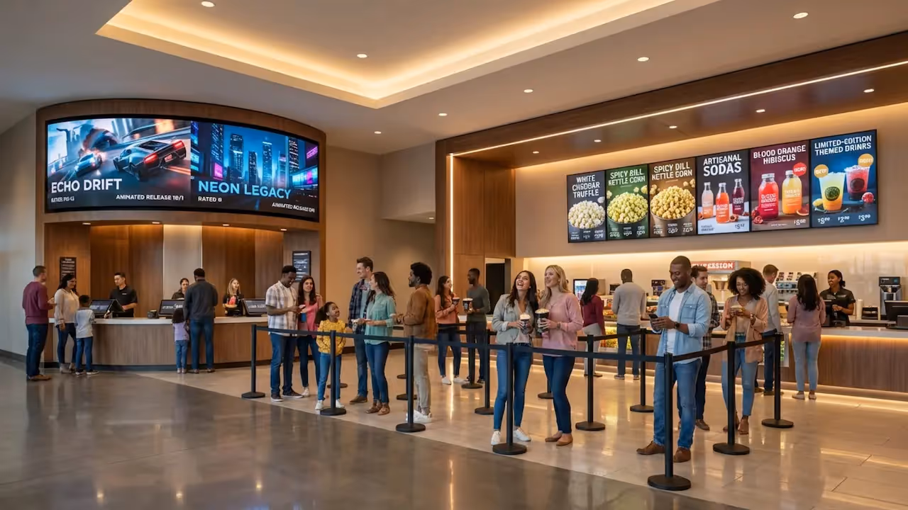 Cinema Queue Screens With Digital Signage