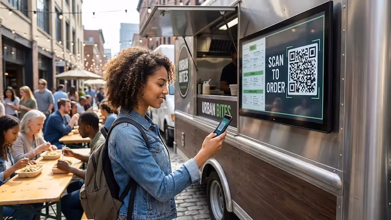 QR Ordering on Food Truck Digital Signage