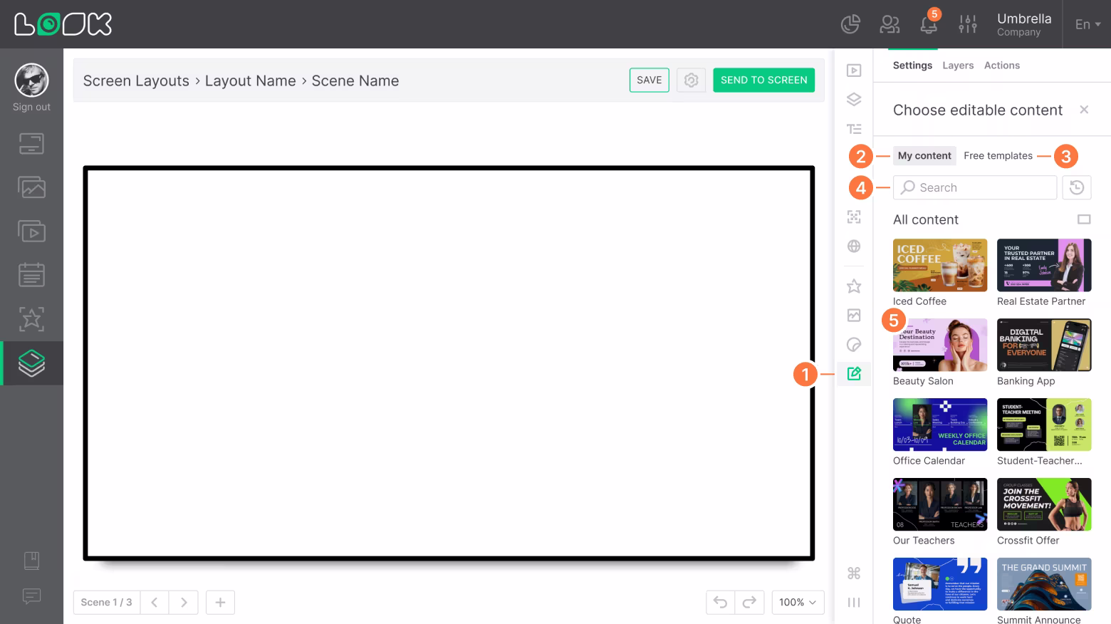 Editable content widget