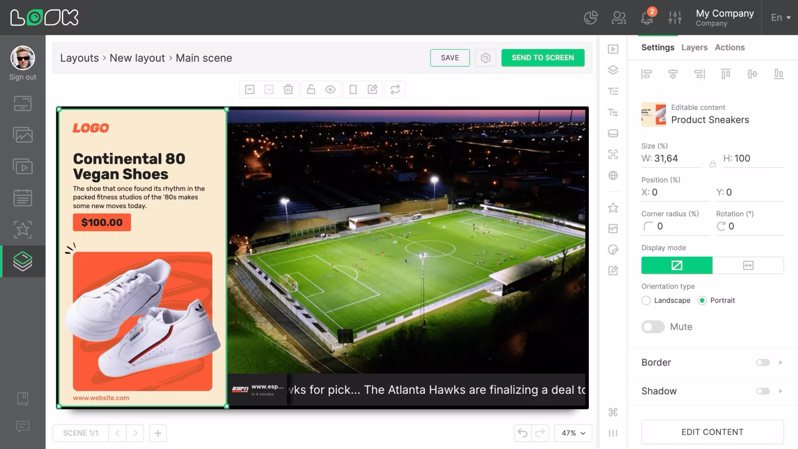 Editable content widget. Settings