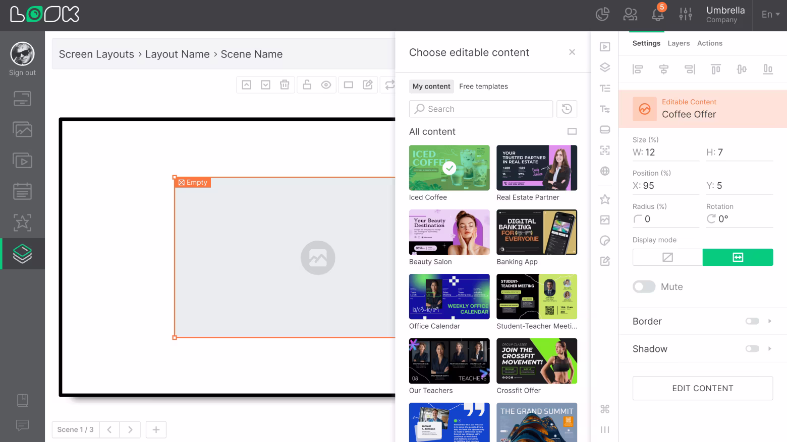 Deleted editable content widget