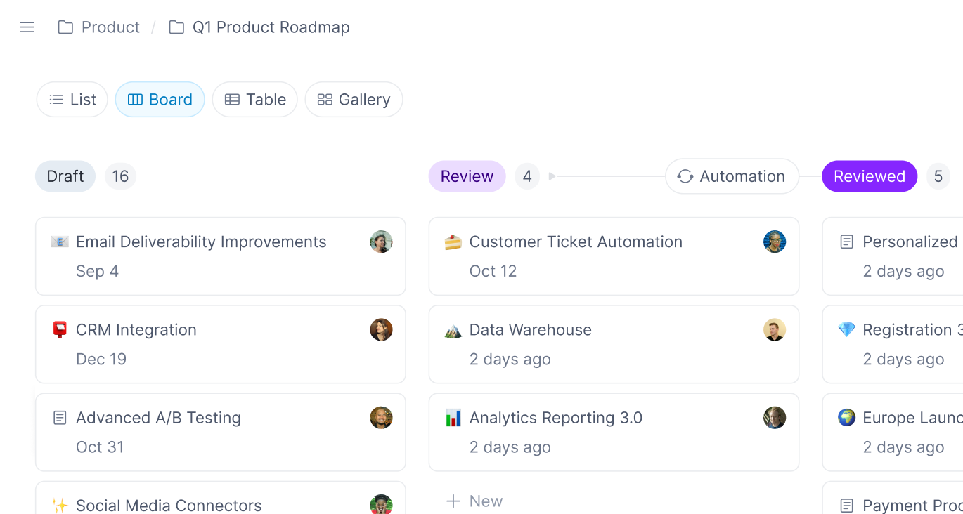Almanac kanban board