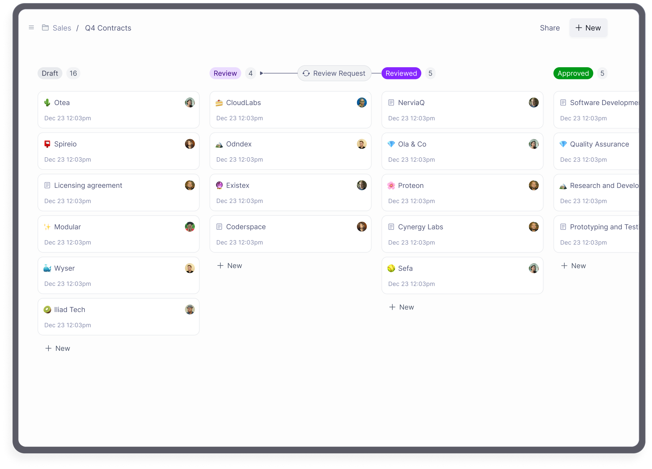 Status-based automations in Almanac folders