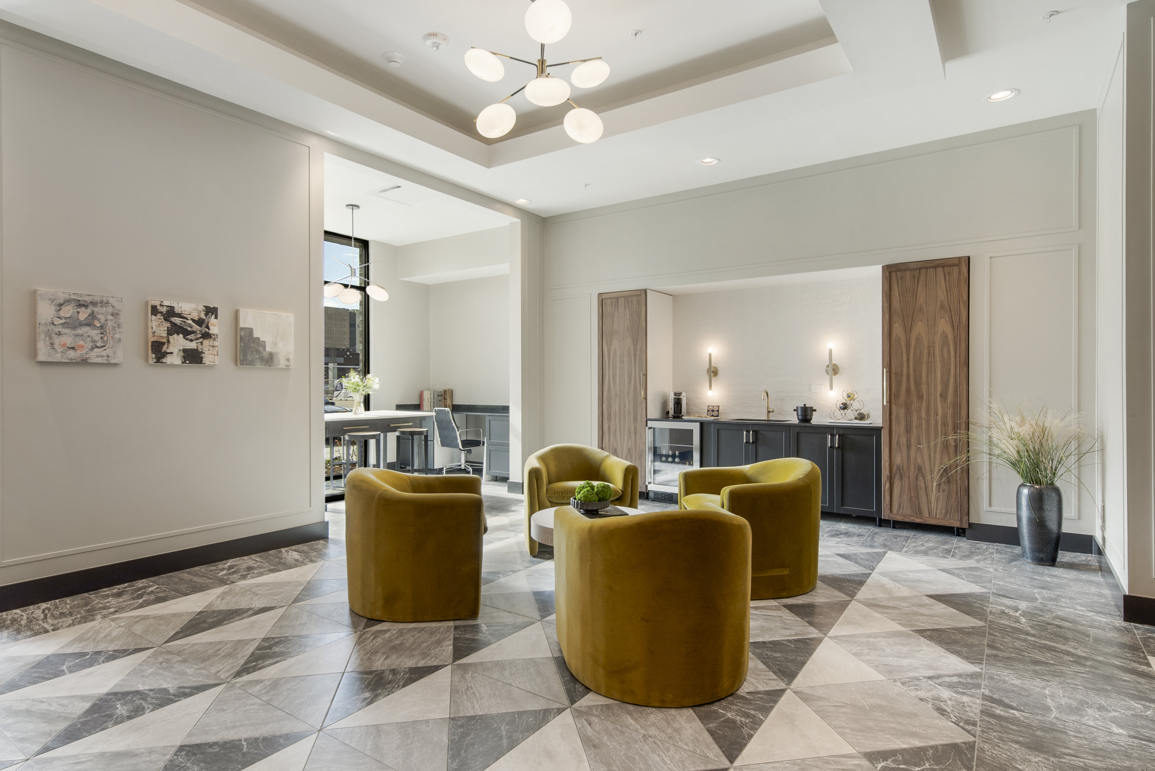 Lobby to One Eleven Greenwood Apartments