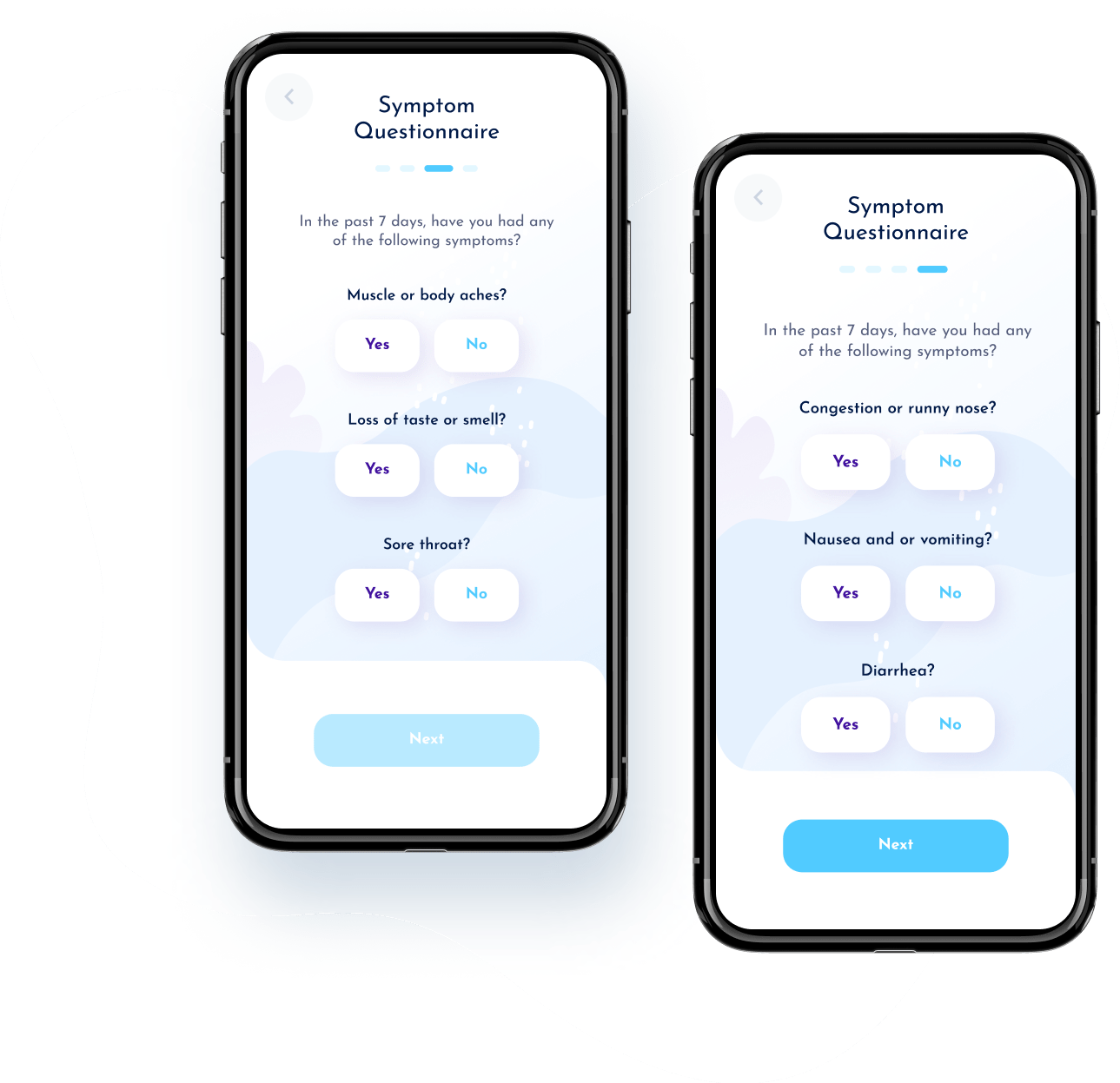 Symptom questionnaire screen